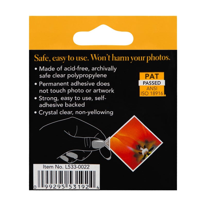 Lineco Infinity 0.625" Clear Acid-Free Archival Photo Corners Self Adhesive, Pressure Sensitive, Non-Yellowing, Mounting for Pictures, Scrapbook, DIY, Displaying Posters (Pack of 500) - Image 2